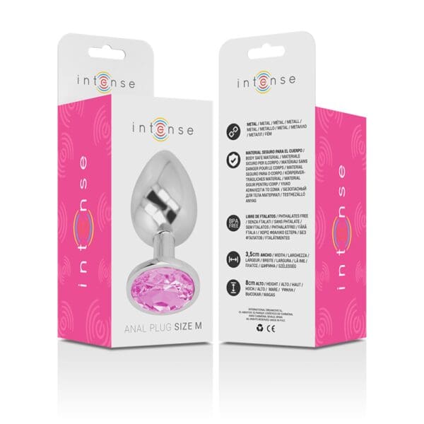 INTENSE - ALUMINUM METAL ANAL PLUG WITH PINK CRYSTAL SIZE M 7
